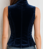 Velvet Gilet with High Collar and Double-Breasted Closure for Women