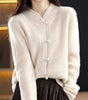 Knitted wool sweater with high collar for women