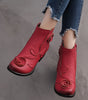 Mid-Heel Leather Boots with Floral Patterns for Women