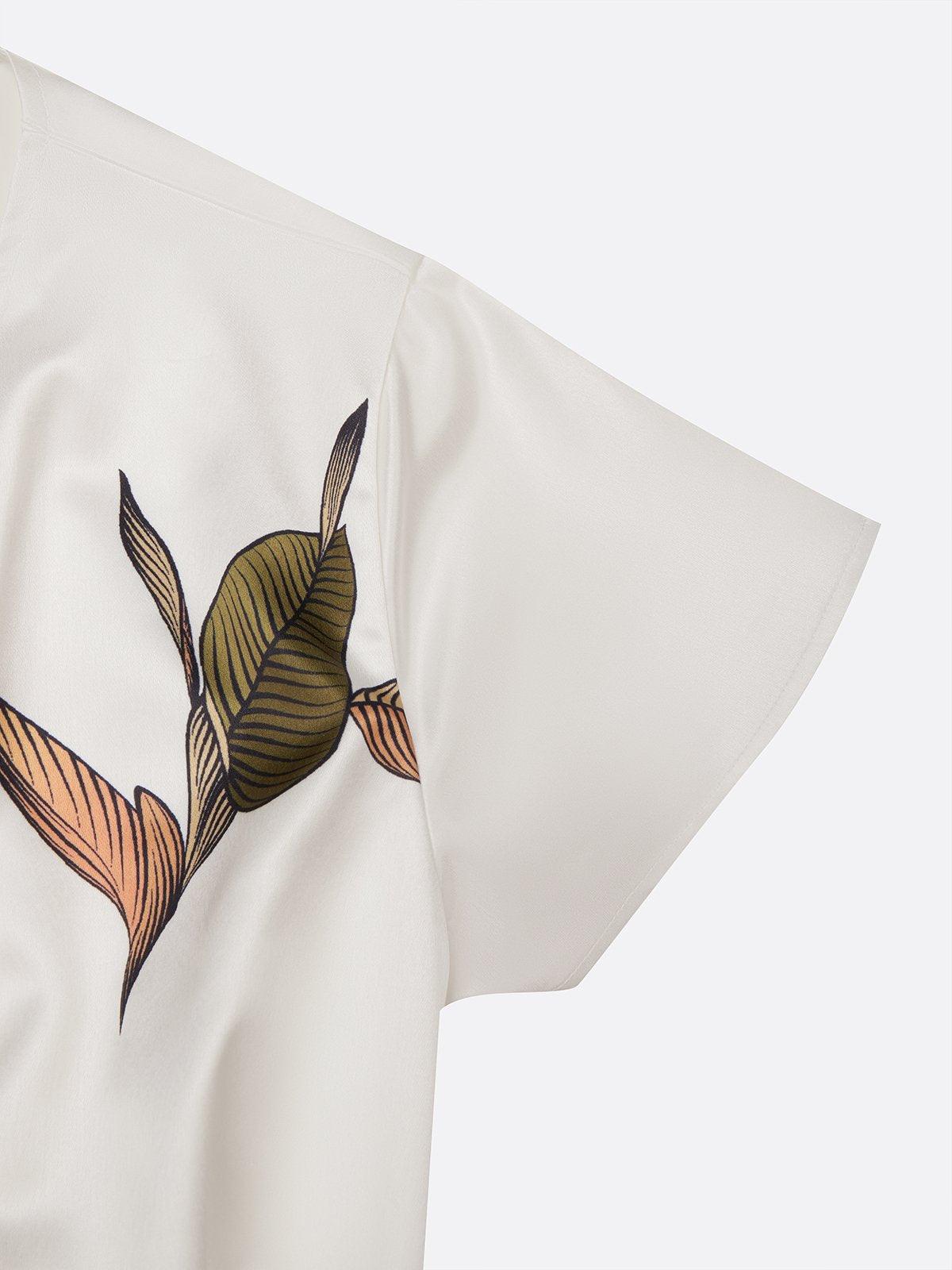 Printed satin wrap dress for women