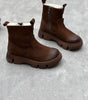 Leather boots lined with wool for women