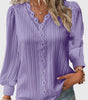 V-Neck Pullover Blouse with Lace for Women