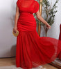 Long dress with a high collar for women
