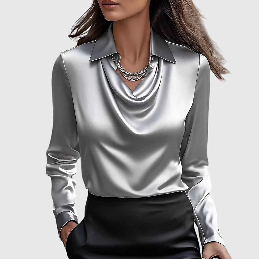 Long Sleeve Satin Blouse for Women