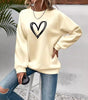 Long-sleeve round neck sweater with heart print for Women