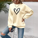 Long-sleeve round neck sweater with heart print for Women
