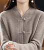 Knitted wool sweater with high collar for women