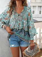 Summer blouse with floral print for women