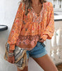 Summer blouse with floral print for women