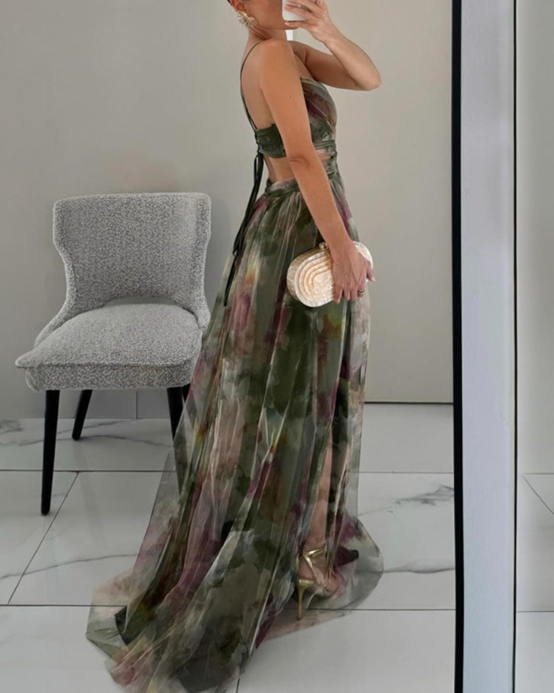Long strappy dress for women