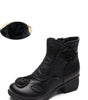 Mid-Heel Leather Boots with Floral Patterns for Women