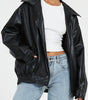 Oversized Leather Bomber Jacket for Women