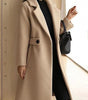 Long Wool Blend Double-Breasted Coat for Women