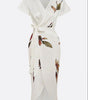 Printed satin wrap dress for women