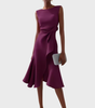 Asymmetric Draped Mid-Length Dress for Women