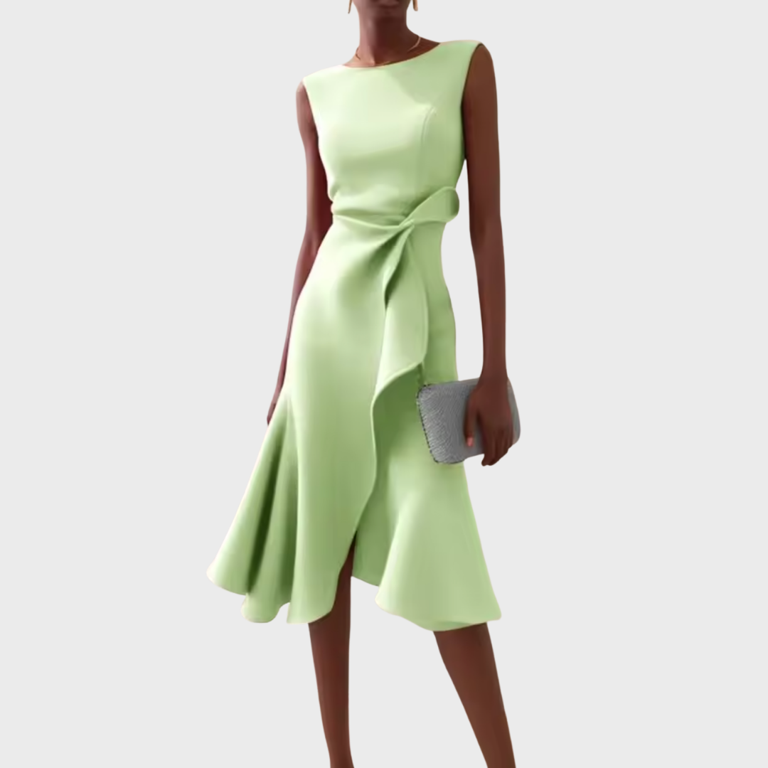 Asymmetric Draped Mid-Length Dress for Women