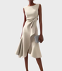 Asymmetric Draped Mid-Length Dress for Women