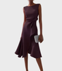 Asymmetric Draped Mid-Length Dress for Women