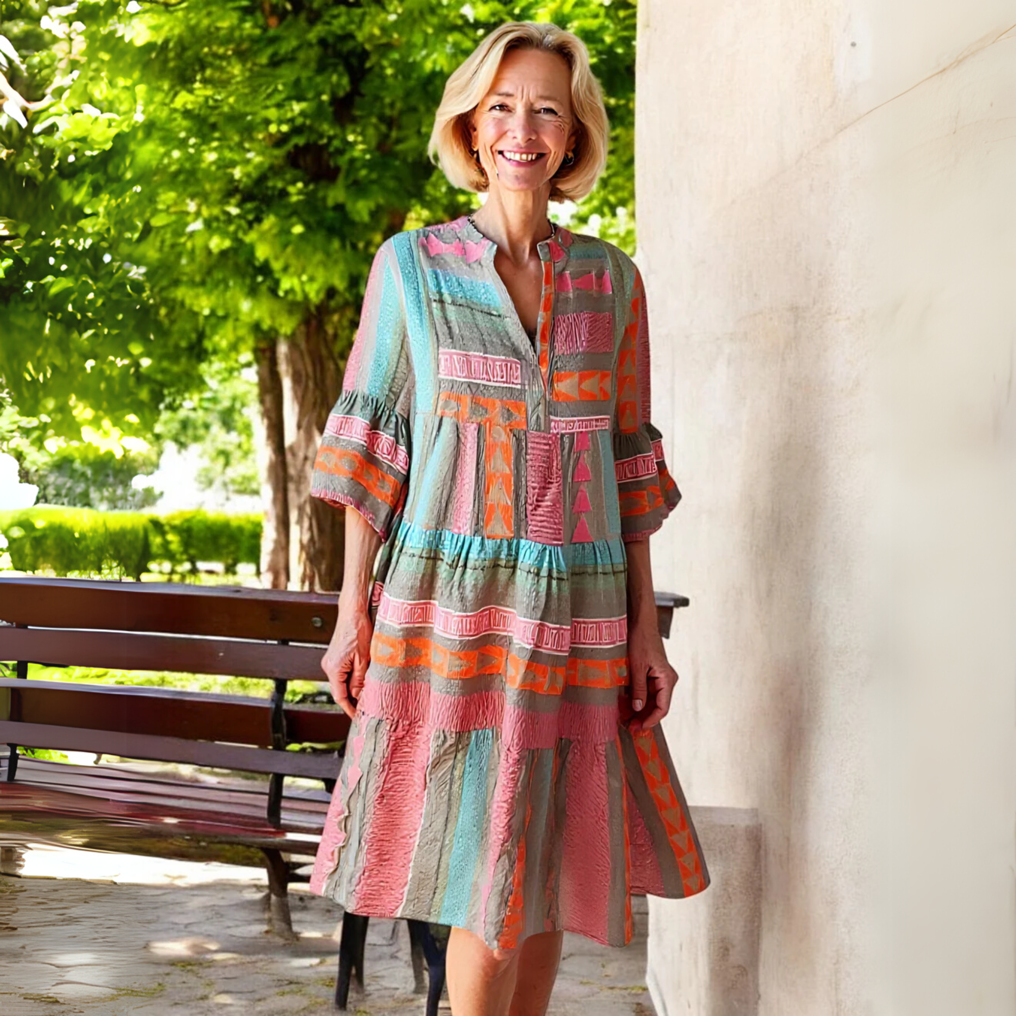 Mid-length printed dress for women