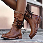 Elegant Leather Lace-Up Ankle Boots for Women