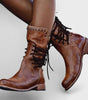 High Lace-Up Ankle Boots in Faux Leather for Women