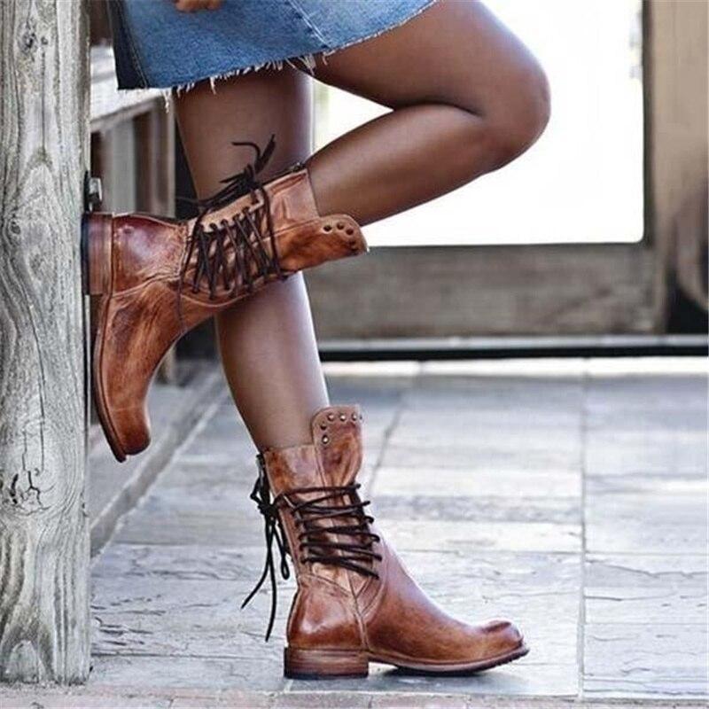Elegant Leather Lace-Up Ankle Boots for Women