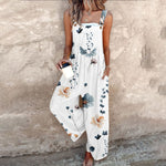 Printed Overalls with Adjustable Straps for Women