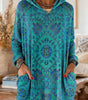 Ethnic Print Knitted Hoodie Tunic for Women