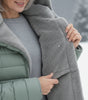 Long Quilted Fitted Down Jacket with Faux Fur Hood