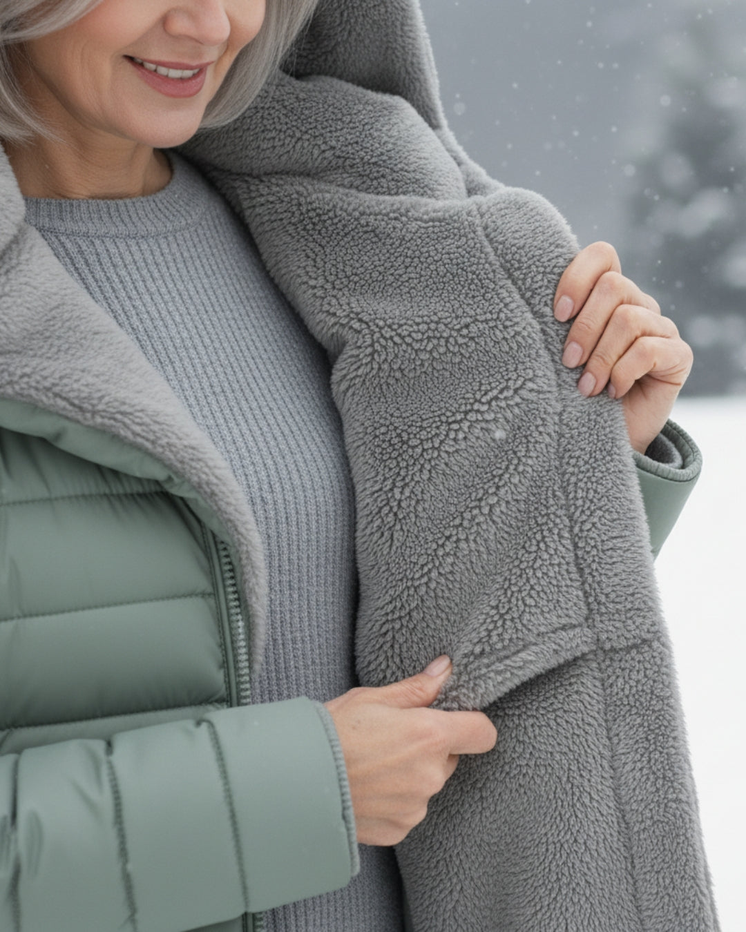 Long Quilted Fitted Down Jacket with Faux Fur Hood