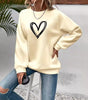 Long-sleeve round neck sweater with heart print for Women