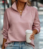 Loose Ribbed Zip-Up Sweater with Long Sleeves for Women  