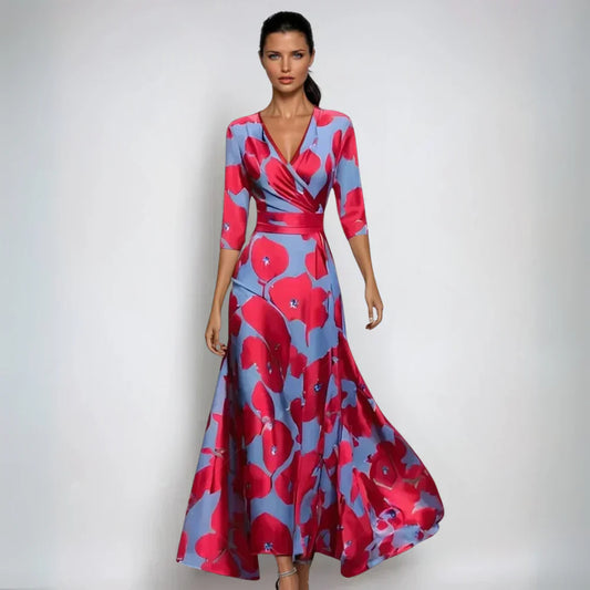 Printed wrap maxi dress for women