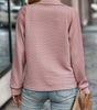 Loose Ribbed Zip-Up Sweater with Long Sleeves for Women  