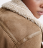 Women's Loose-Fit Suede Aviator Jacket with Belt