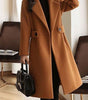 Long Wool Blend Double-Breasted Coat for Women