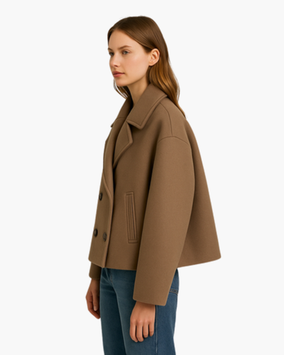 Chic Short Jacket with Double Buttoning for Women