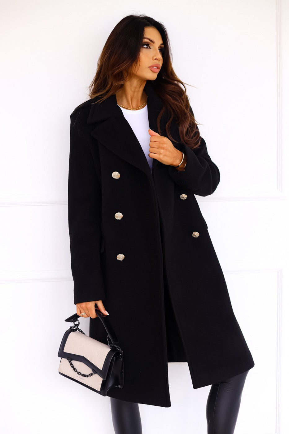 Mid-length buttoned coat for Women