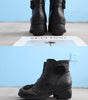 Mid-Heel Leather Boots with Floral Patterns for Women