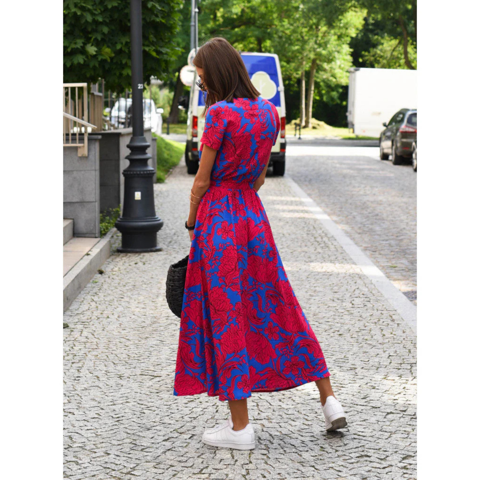 Floral Print Long Flared Dress for Women | Perfect for Summer