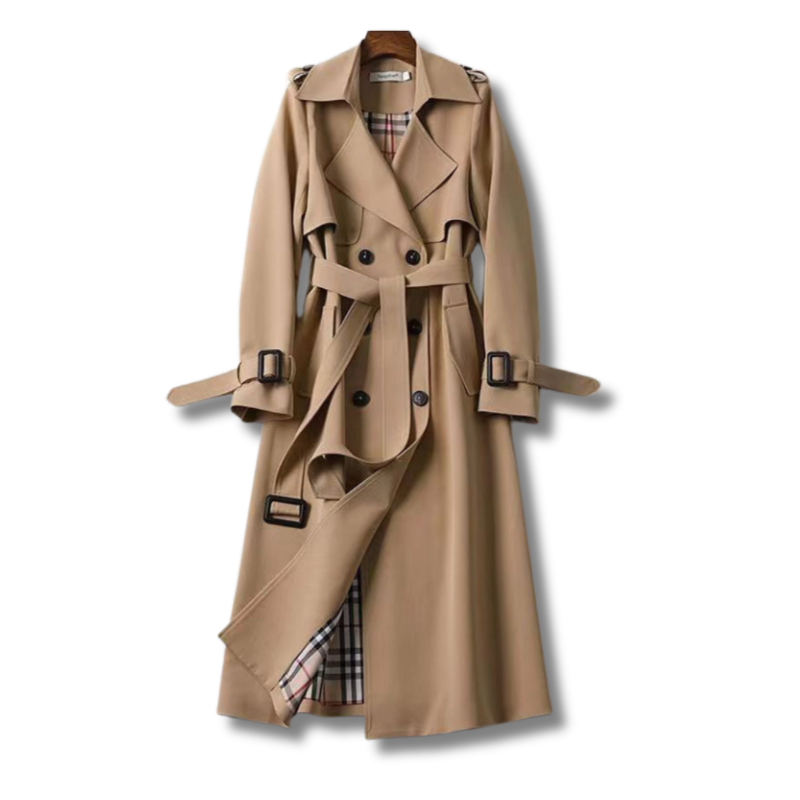 Long Cotton Trench Coat for Women