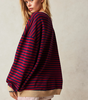 Casual Striped Sweatshirt with Round Neck for Women