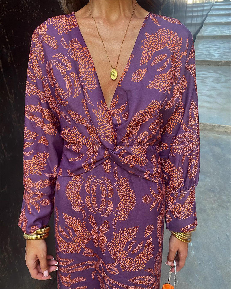 Draped Long Dress with Knot for Women | Ideal for Outings