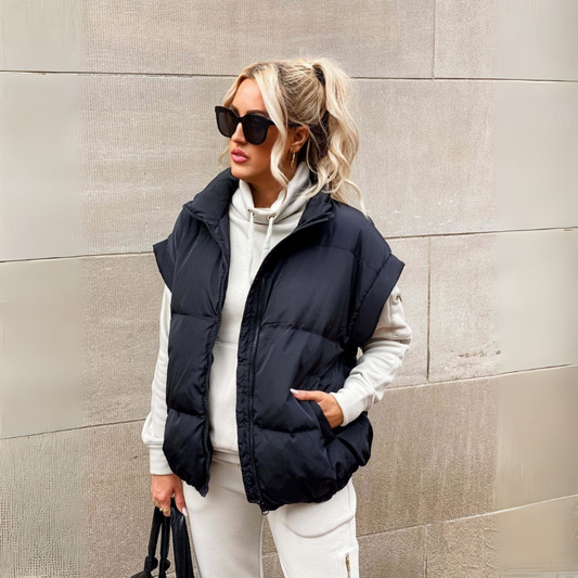 Zip-Up Sleeveless Vest for Women