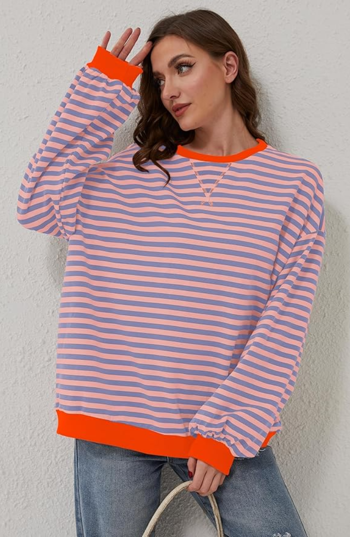 Casual Striped Sweatshirt for Women