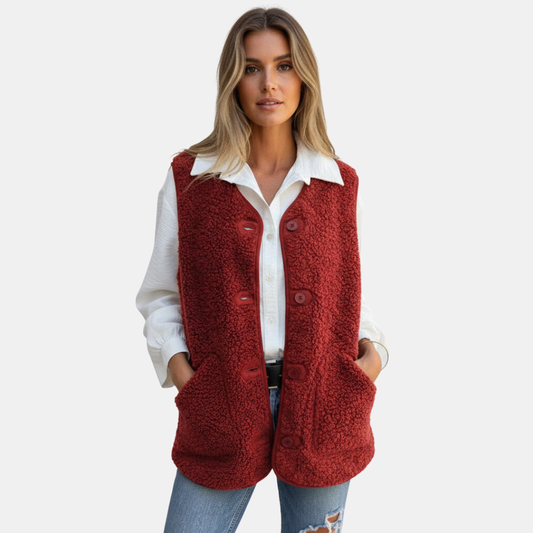 Teddy fleece vest for women