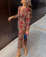 Draped Long Dress with Knot for Women | Ideal for Outings