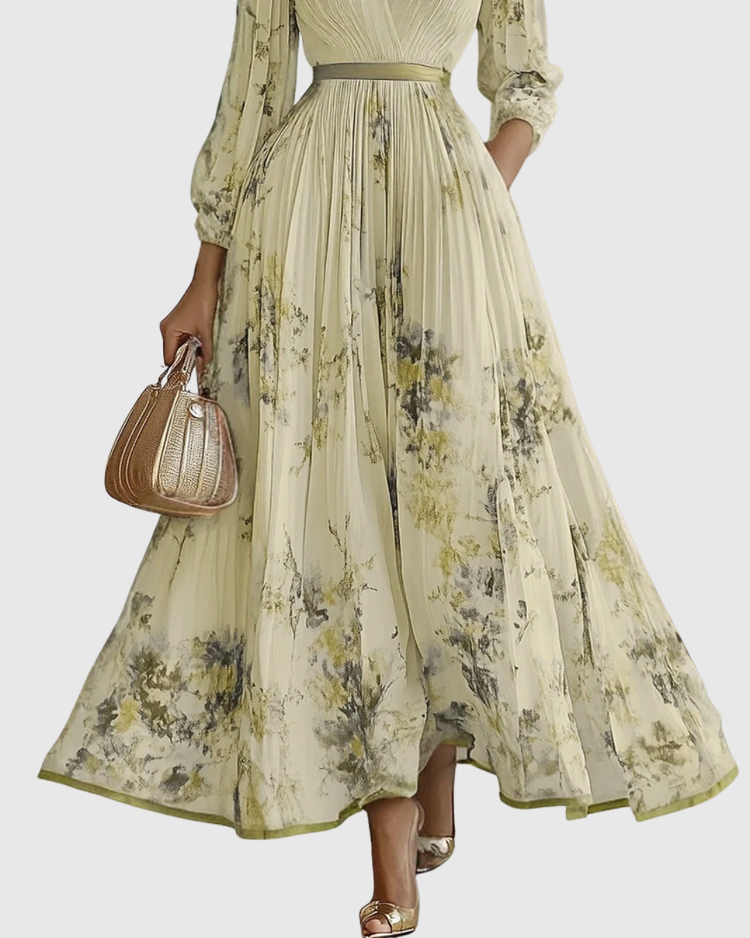 Long pleated dress for women