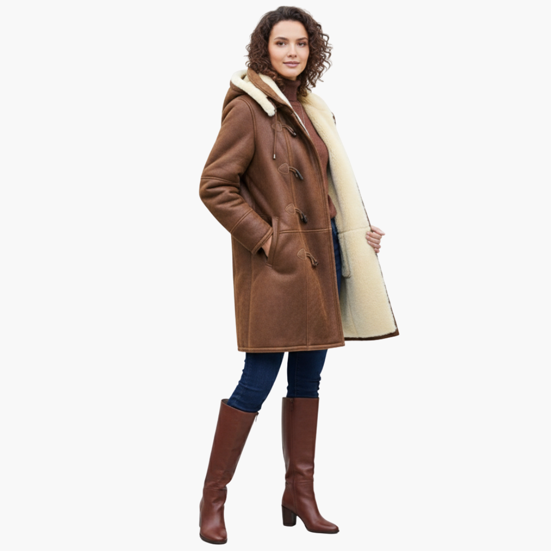 Long Hooded Coat with Synthetic Lining for Women