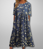 Printed Midi Dress with Round Neck for Women